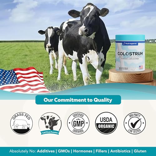 Image of Colostrum Premium Powder for Gut Health, Immunity, Muscle Recovery & Bloating Relief | Grass-Fed Bovine Colostrum with 400+ Bioactive Nutrients & Natural IgG, Unflavored, 60 Servings | Made in USA
