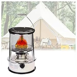 Draagbare outdoor kerosinekachel, compacte convectie kachel, brander, wit, 6 l, met kookzak, zuinig, verstelbare vlam, voor koken binnen verwarming dek kerosine verwarming