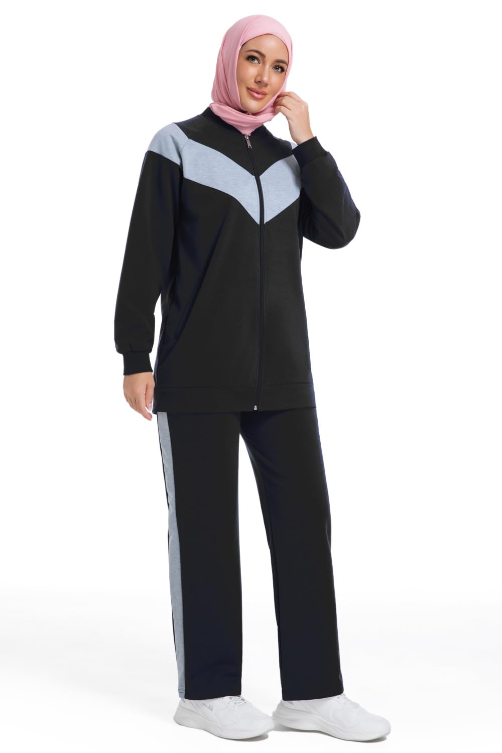 Sportset für muslimische Frauen - Langarm Shirt & Weite Hose 2-teilig - Bequem & Atmungsaktiv - Sport Outfit