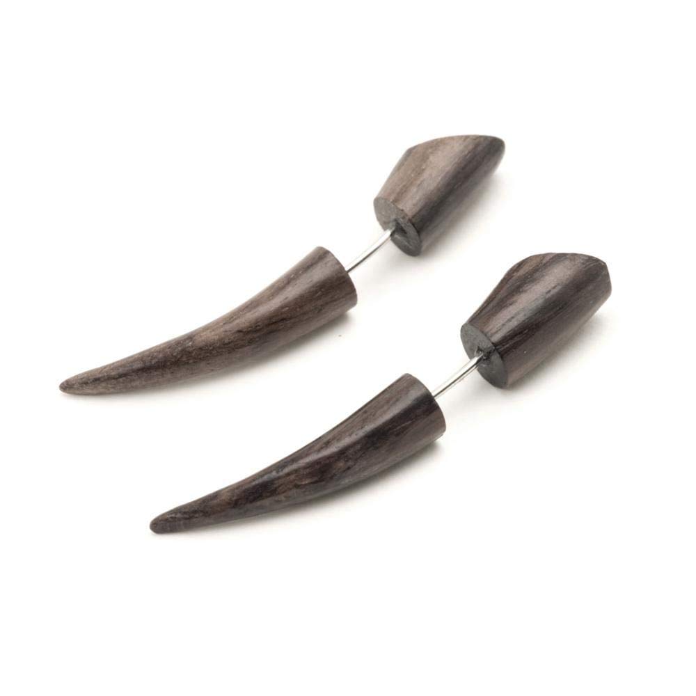 81stgeneration Pendientes Expansores Falsos en Madera Espiga Curvada Tribales 4 mm