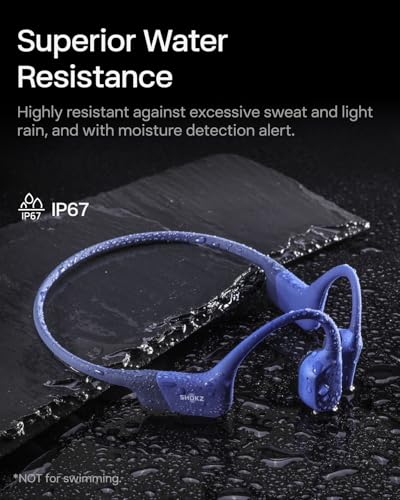 Image of SHOKZ OpenRun Mini - Bone Conduction Headphones,Open-Ear Bluetooth Wireless Sport Headphones for Running & Workout,Sweat Resistant, Long 8H Playtime,Mic,with Hair Band-Blue (Pack of 2)
