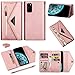 Produktbild Vepbk Brieftasche Hülle für Xiaomi Mi 10T / Xiaomi Mi 10T Pro Handyhülle Handytasche Case Hülle Leder Geldbörse Tasche mit Reißverschluss Kartenfach Umhängeband Wallet Cover Klapphülle,Rose Gold