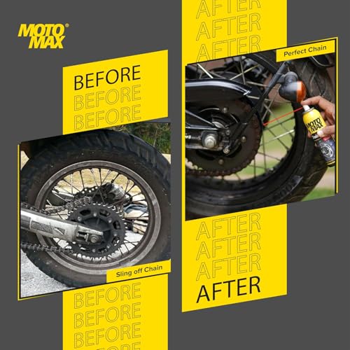 Image of Motomax Chain Lube Aerosol Spray 100 ml, Pack of 2 |Provides Lubrication and corrosion protection of Chain & sprockets for Bikes, Motorbikes, Cars| Avoid Sling Off & Prevent Chain breakage