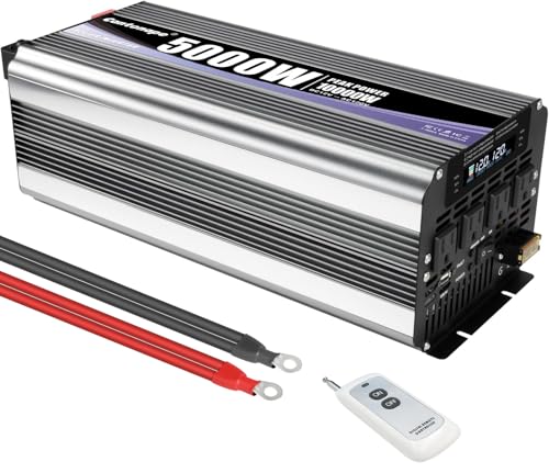 Cantonape 5000W Power Inverter 12V to 110V/120V DC to AC with LCD Display, Remote Controller and 4 x AC Outlets Car Adapter for Car Truck Boat RV Off Grid Solar System
