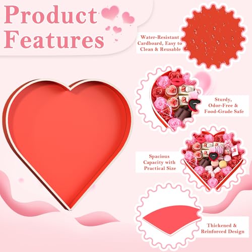 Red Valentine’s Charcuterie Cardboard, 13.78" Fillable Love Heart-Shaped Snack Board for Valentine’s Candy, Treats, Chocolates, Cupcakes, Food Display for Romantic Date Night & Valentine’s Party Decor - Image 4
