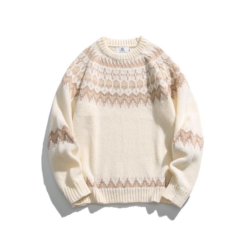 Autumn and Winter Round Neck Men's Sweater Japanese Retro Loose Long Sleeve Knit Sweater2