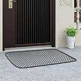 Heavy Duty Outdoor Mat 19.7" x 31.5" Waterproof Entry Mat, All Weather Metal Scraper Door Mat with Mesh Design for Shoes, Boots, Patio, Garden Use (Gray)