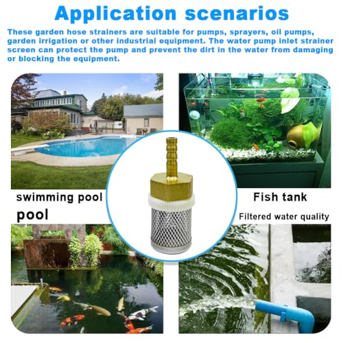 Image of Stainless steel filter copper tube joint 8mm diameter hose connection, garden, swimming pool, fish tank hose filter, Suction Strainers Used to Remove Debris and Reduce Solid Entry(8mm)