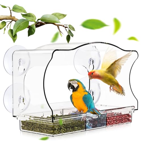 Vogelhaus Fensterscheibe, Transparent Fenster Futterhaus für Vögel mit SaugnäPfen Großes Acryl Vogelfutterspender mit 2 Zellen Vogelfutterhaus für Kleine Wildvögel (24.5x10x14cm) Vogelhaus Fensterscheibe, Transparent Fenster Futterhaus für Vögel mit SaugnäPfen Großes Acryl Vogelfutterspender mit 2 Zellen Vogelfutterhaus für Kleine Wildvögel (24.5x10x14cm)