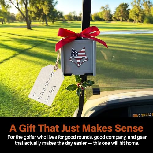 Image of DESERT FOX GOLF Phone Caddy - Adjustable Golf Cart Phone Holder with Secure Strap for Hands-Free GPS & Golf Apps - Universal Fit - Patriotic Flag