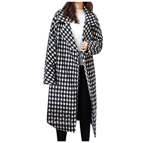 Toamen Abrigo de Invierno Abrigo de Lana para Mujer Abrigo de Invierno a Cuadros de Manga Larga Abrigo de Lana Suelta Cazadora clásica