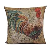 Dantiya Rooster Painting Decorative Throw Pillowcases Cotton Linen Pillow Covers (rooster)