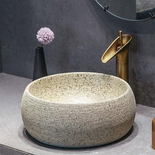 Lavabo de encimera para patio exterior redondo lavabos de baño sobre encimera 6