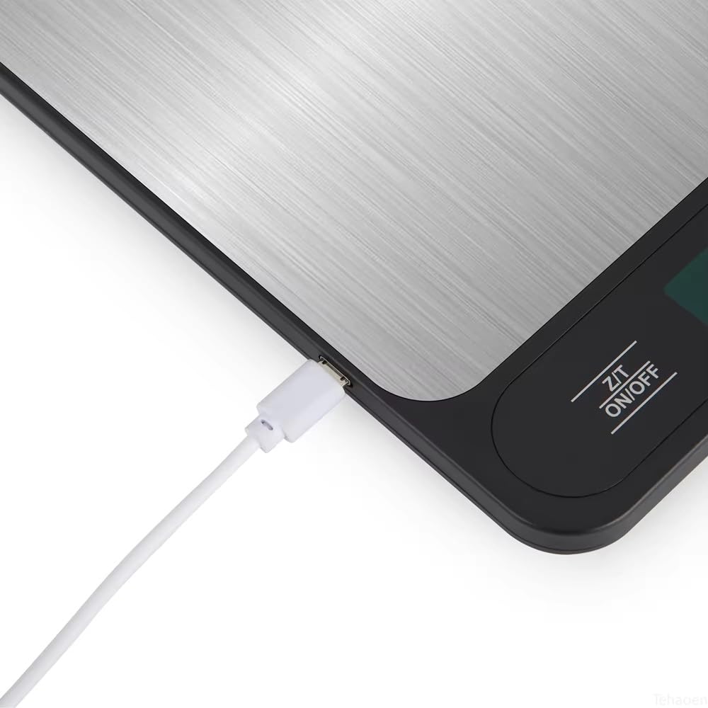 Báscula Digital de Cocina con Pantalla LCD, 6 Unidades con Función de Tara, Báscula de Café for Alimentos Báscula Digital Electrónica Inteligente Impermeable for Hornear y Cocinar, Acero Inoxidable Fá