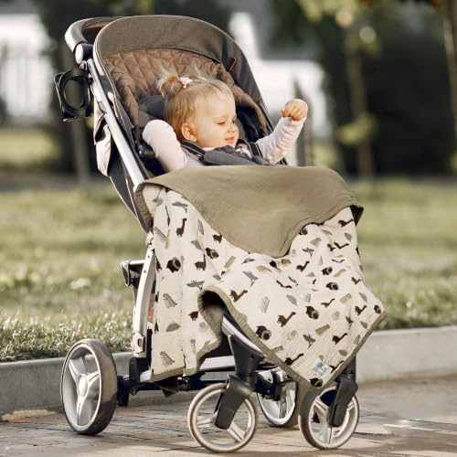 Image of lulumoon Muslin Baby Blanket for Boys: Cotton Toddler Blanket for Daycare | Soft Reversible Crib Bedding for Baby & Infant - Lightweight for Stroller, Car seat & Travel, 47 inchx47 inch(Blue Lighting)