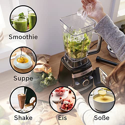 Bosch Standmixer VitaBoost MMBH6P6BDE, 6-Klingen-Edelstahlmesser, 2,5l Tritan-Mixbehälter, Stopfer, 6 Automatikprogramme, Rezeptbuch, BPA-frei, einfache Reinigung, 45,000 U/min, 1600 W, schwarz – Bild 5