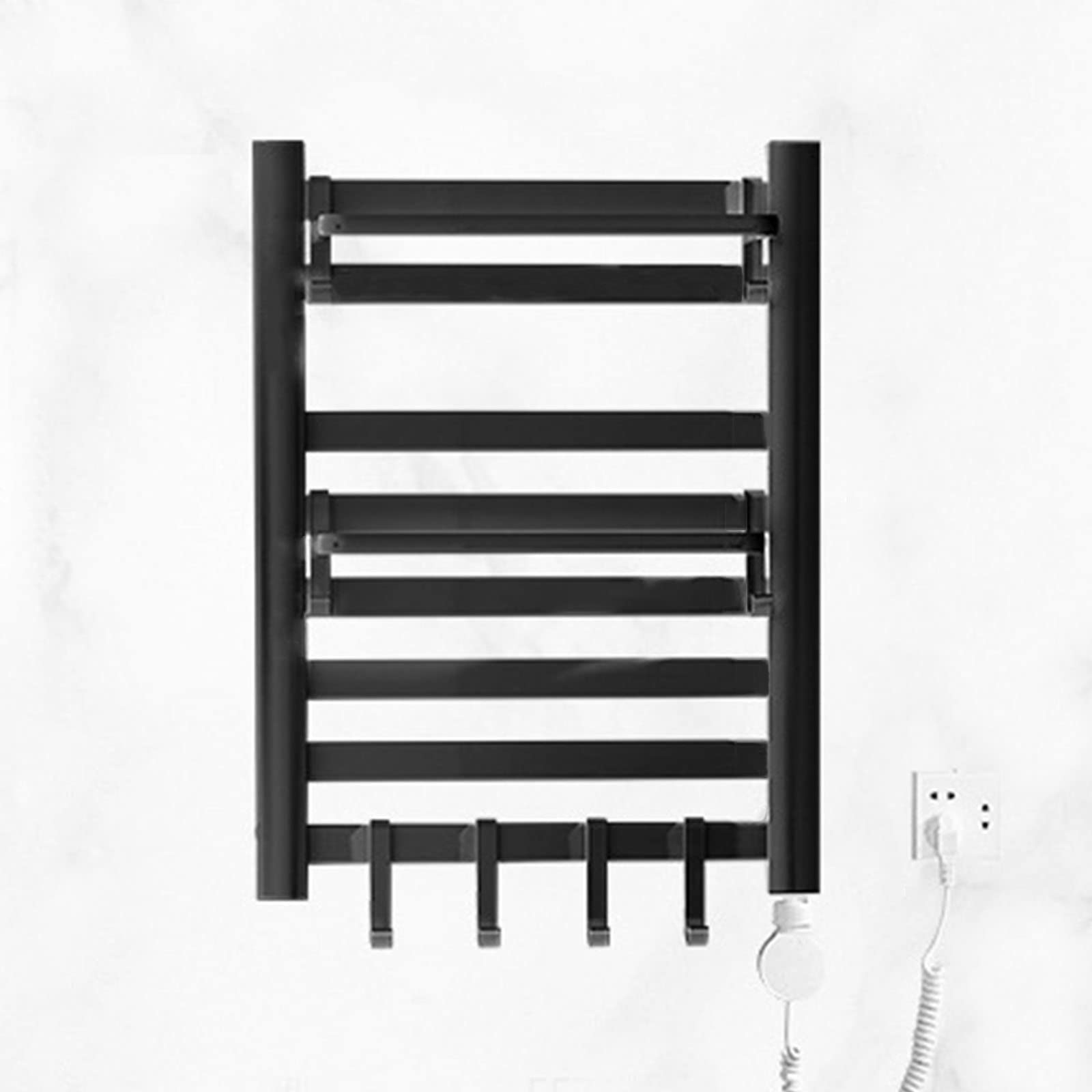 Radiador toallero eléctrico de aluminio negro 275W y 73x55 cm