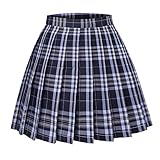 Seazoon Women Plaid Pleated High Waisted Mini Skirt Japan School Uniform Skirts for Women SE225-419-Plaid 34-S