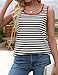 ZESICA Women's Summer Casual Striped Tank Top Sleeveless Scoop Neck Loose Fit Color Block Tops 2025 Fashion Clothes,Black,Large