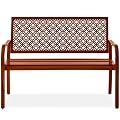 Best Choice Products Outdoor Bench 2-Person Metal Steel Benches Furniture for Garden, Patio, Porch, Entryway w/Geometric Backrest, 790lb Capacity - Rust