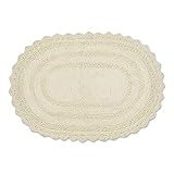 DII Crochet Collection Reversible Bath Mat, Small Oval, 17x24, Off-White