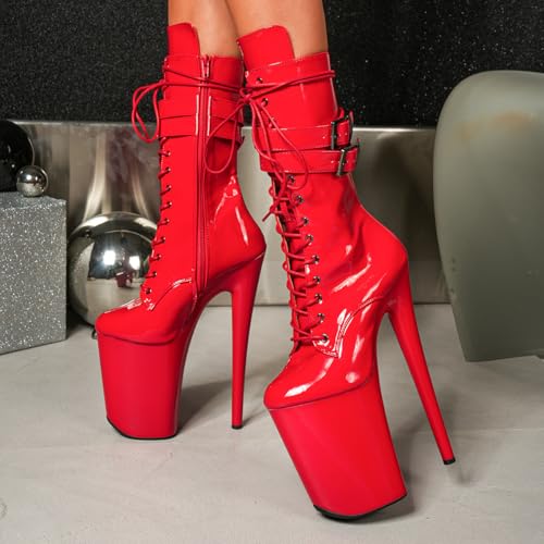 WUXIN H&P Women's 9 in Pole Dance Boot Shoes,Exotic Stiletto Platform, 23 cm Stiletto Platform Pole Dancing Shoes Ankle Boots Heels3