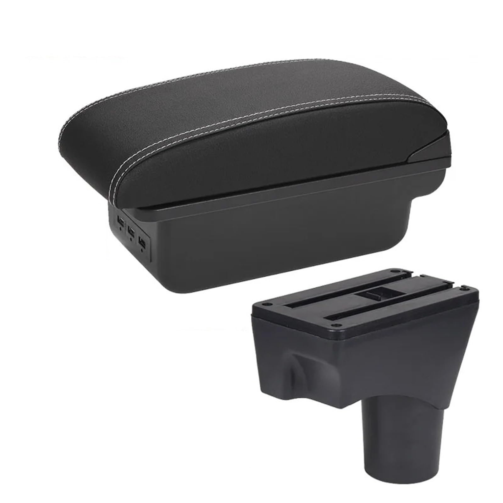 Hguvsjd Armrest Box For Nissan For March For Micra K13 MK4 IV For Sunny 2010-2022 Center Console Armrest Storage Box Car Armrests(B black white 3USB)