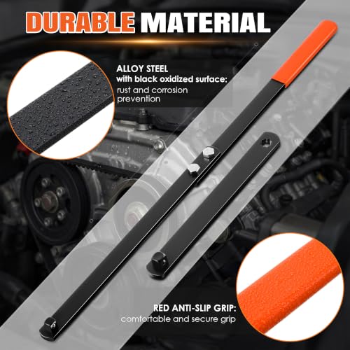 Image of Meonum Universal Serpentine Belt Tool Kit, Tensioner Wrench(Orange) | 3 /8 inch & 1 /2 inch Drive Belt Adjust Tightener Wrench Set, 4 Shallow Sockets, 3 Crowfoot, Removal Tool Auto Repair, Maintenance