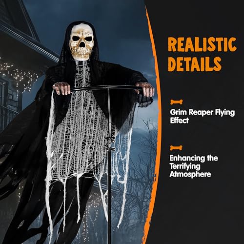 JOYIN 7Ft Halloween Grim Reaper Decorations Outdoor Rotatable Flying Scream Scarecrow Skeleton Ghosts Decor の商品画像 2