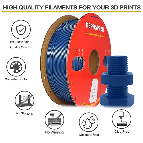 Image of Reprapper Blue Carbon Fiber Filament, Toughness PLA Filament 1.75mm (± 0.03mm), Carbon Fiber Blue PLA 1KG Cardboard Spool (2.2lb) for 3D Printer Filment f75mm 2.2lb (1kg)
