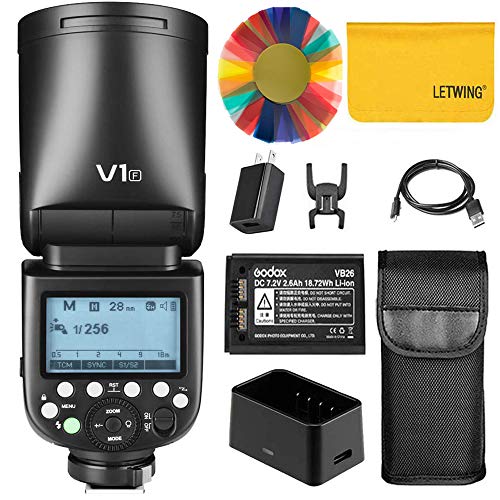 Godox V1-F 76Ws 2.4G TTL Round Head Camera Flash Speedlight Compatible for Fuji,1/8000