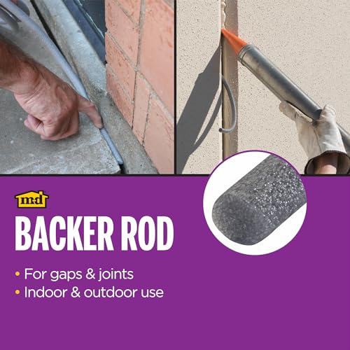 m-d building products - versatile gray foam backer rod set 12in x 20ft - essential caulk saver for sealing concrete gaps expansion joints and crack filling 71480