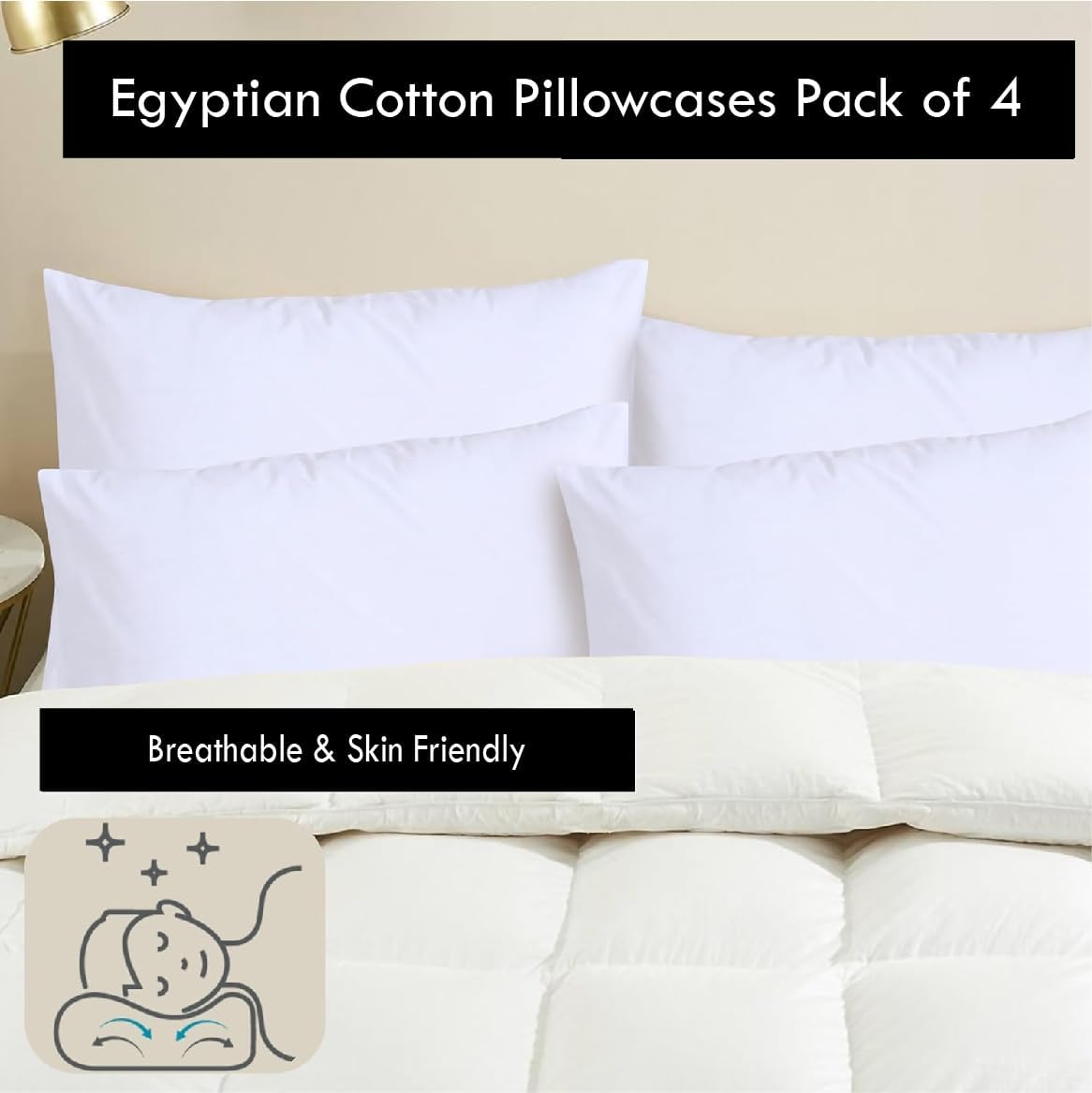 Hachette - Juego De 4 Fundas De Almohada De Algodón Egipcio