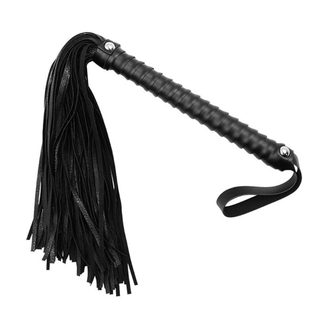 1 pieza de cuero negro trenzado PU juego esencial látigo apoyos para añadir diversión a las fiestas de juego