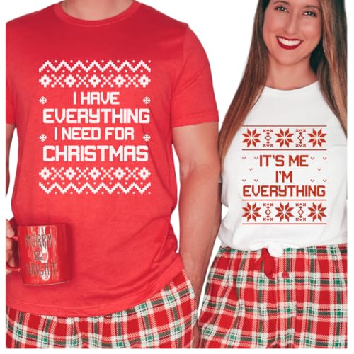 I Have Evrything I Need For Christmas Shirts For Couple, His And Her Christmas Outfits, Mr and Mrs Matching Couples Christmas Shirts, Cute Christmas Couple Pajamas Matching Sets Top Christmas Party