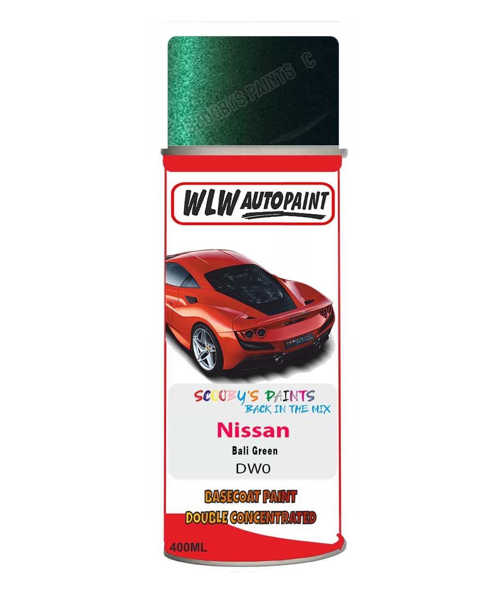SCOOBYS PAINTS BACK IN THE MIX Basecoat Aerosol Spray Paint For Nissan Navara Bali Green 2000-2017 Code Dw0