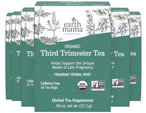 Image of Earth Mama Organic Third Trimester Tea | Herbal Tea for Late Pregnancy Comfort + Childbirth Preparation | 96 Teabags | Caffeine Free & Non-GMO