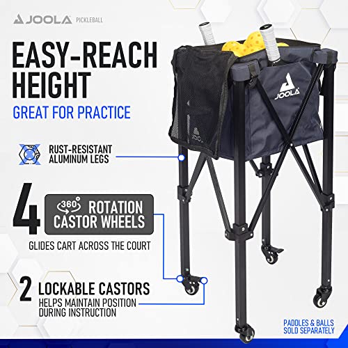 JOOLA Pickleball Ball Caddy - Holds up to 100 Balls - Includes 2 Side Pockets - Pickleball Equipment for Practice & Server Machine - Wheeled Cart with Bulk Ball Storage Bag - Black - image 5