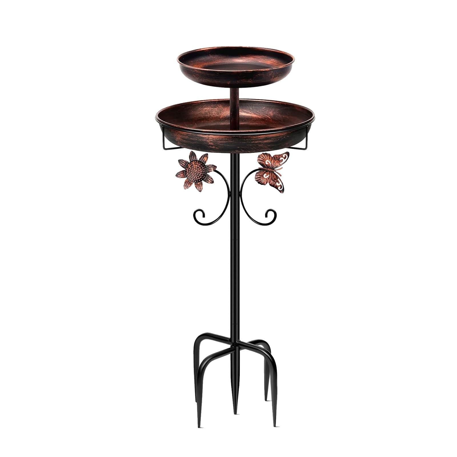 Mangiatoia Metallica Per Uccelli Da Esterno Doppio Bagno Per Uccelli Autoportante Con Base A 5 Punte Decorazione Per Giardino Patio E Prato