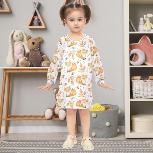 Girls Dresses Toddler Girl Clothes Fox Forest Cone Winter Casual Long Sleeve for Kids 2-8 Years2