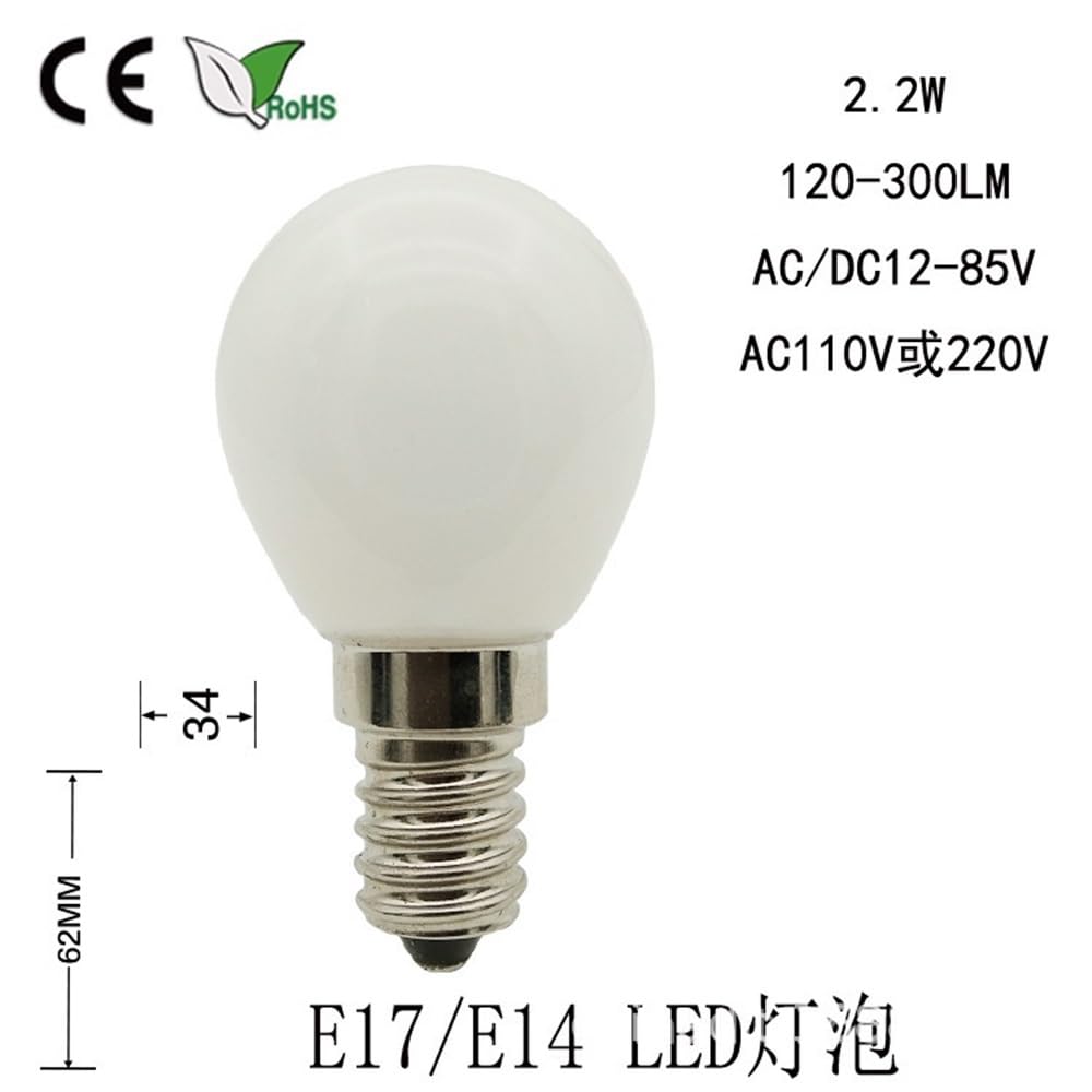 KJXP, Lot de 50 ampoules à filament LED AC85-265 V 2 W G35 E12/E14 Lanterne de vacances Abat-jour blanc laiteux(6500K cool white,E14)