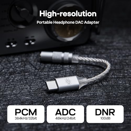 Image of Linsoul Kiwi Ears AD1 Type-C to 3.5mm Female Headphone DAC Adapter Cable, USB C to Aux IEM Dongle with KT02H20 Chip, High Res 32bit /384kHz, CTIA-Standard for iOS /Android /Windows Smartphones (Silver)