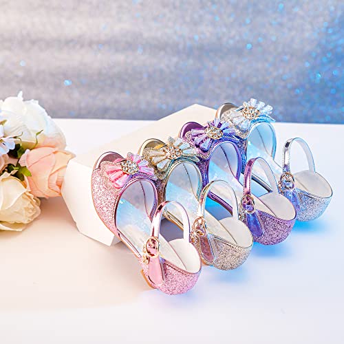 Osinnme Heeled Sandals For Girls Size 11 M Toddler Kids Wedding Princess Dress Knot Performance Sequin Shoes Sandals Rhinestone Little Girl (02Pink 11) #TOP5
