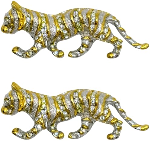 Image of Set of 2 Brooch Lapel Pins With Rhinestones