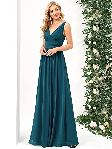 Image of Ever-Pretty Womens Bridesmaid Dress V-Neck Sleeveless A Line Chiffon Floor Length Formal Dress 09016