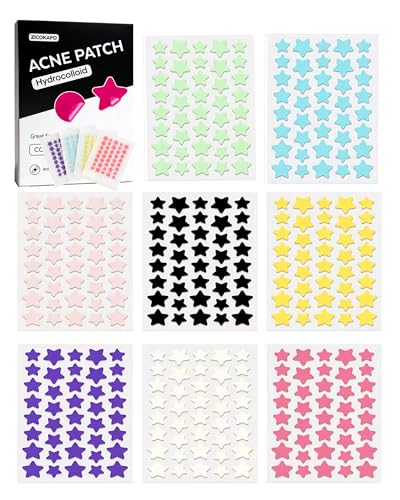 lulir Pimple Patches 8 Colours 320 DotsCute Star Pimple Patches with Tea Tree & Centella Hydrocolloid Spot Patches for Face Invisible Spot Stickers for Day & Night 5 Sizes (10 12 14mm)