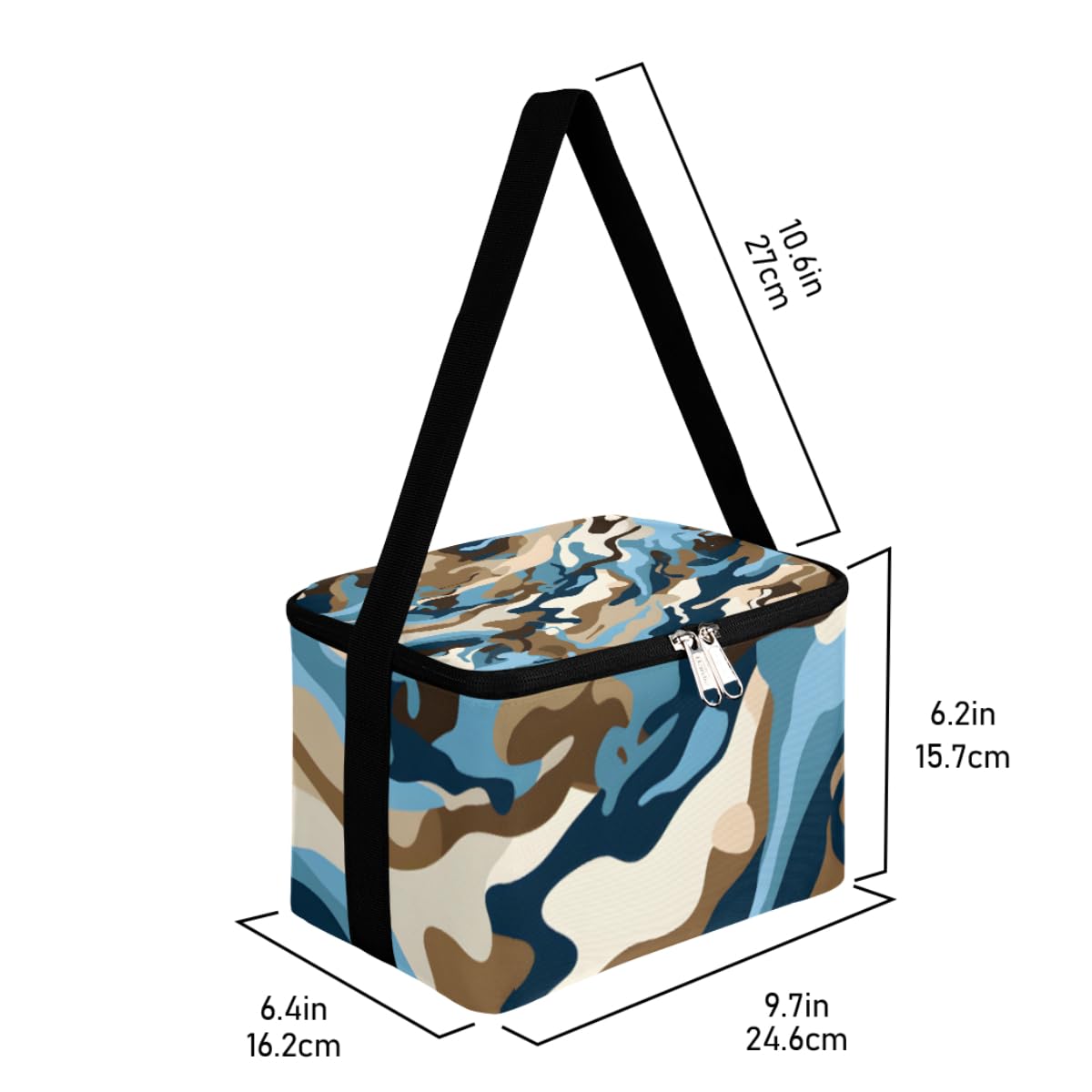 GzLeyigou Lunch Bags for Women Men 9 Cans,Camouflage Pattern Hot & Cold Food Delivery Bag Insulated Grocery Bag Insulated Lunch Box Camo Blue Cooler Bag for Office Work Picnic Beach