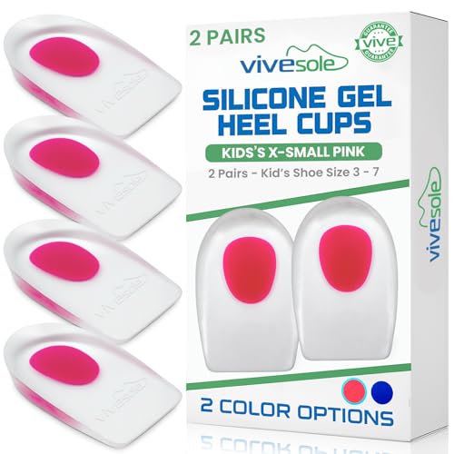 ViveSole Heel Cups for Kids for Pain Relief (2 Pairs) - Gel...