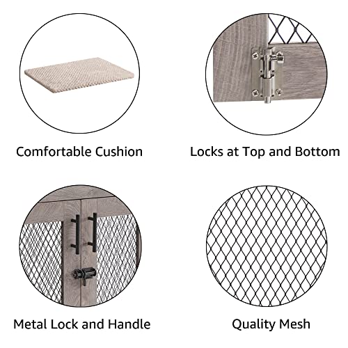 unipaws 25.5 Inch Dog Crate Furniture, Wooden Dog Kennel for Small Breed, Indoor Wood Dog Cage, Inside Side End Table Crate with Tray and Dog Bed for Puppy, Cats, Min Pigs, Rabbit, Up to 25 lbs - Image 6