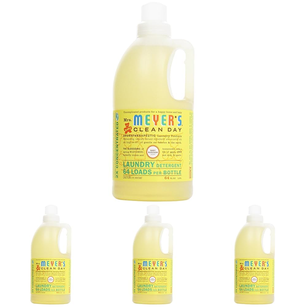 MRS MEYERS CLEAN DAY Baby Laundry Detergent Liquid Infused with Essential Oils Baby Blossom 64oz 64 Loads Pack